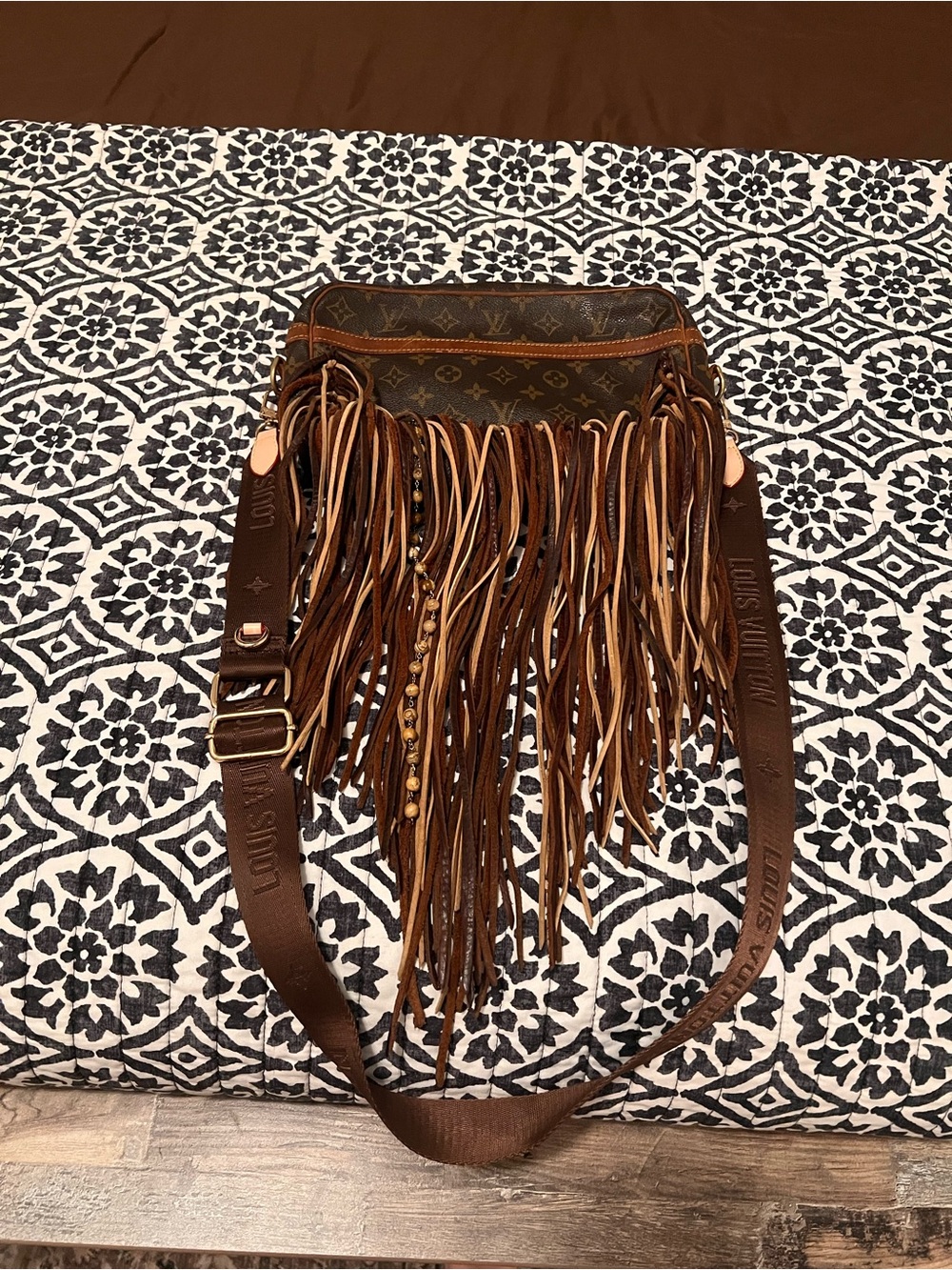 Vintage boho Riviera fringe lv crossbody purse